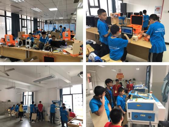 熱鬧的比賽現場，小選手們都不約而同地選擇激光切割機，創作智能作品。