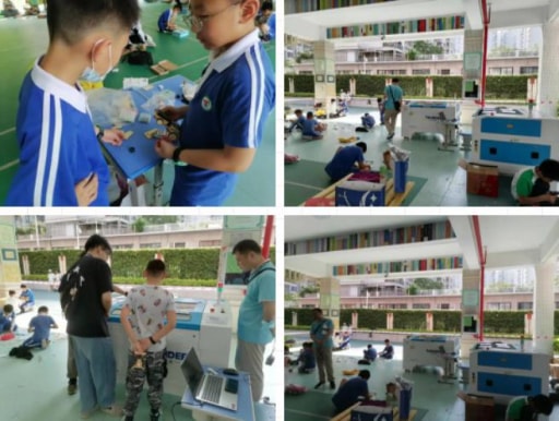 賽場上，小創客們反復調試，積極動手，完成任務。